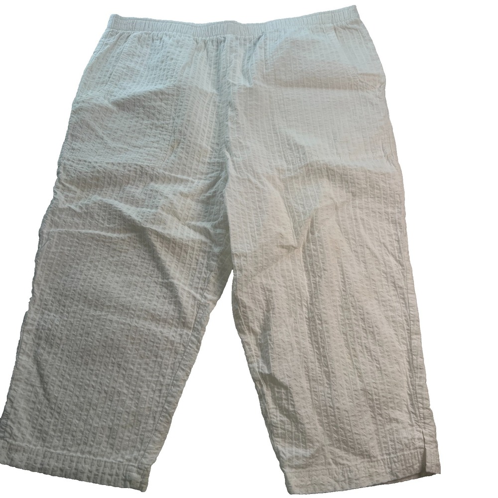 Hillard & Hanson Women's Capri Pants Size M Medium White Cotton W32 L17